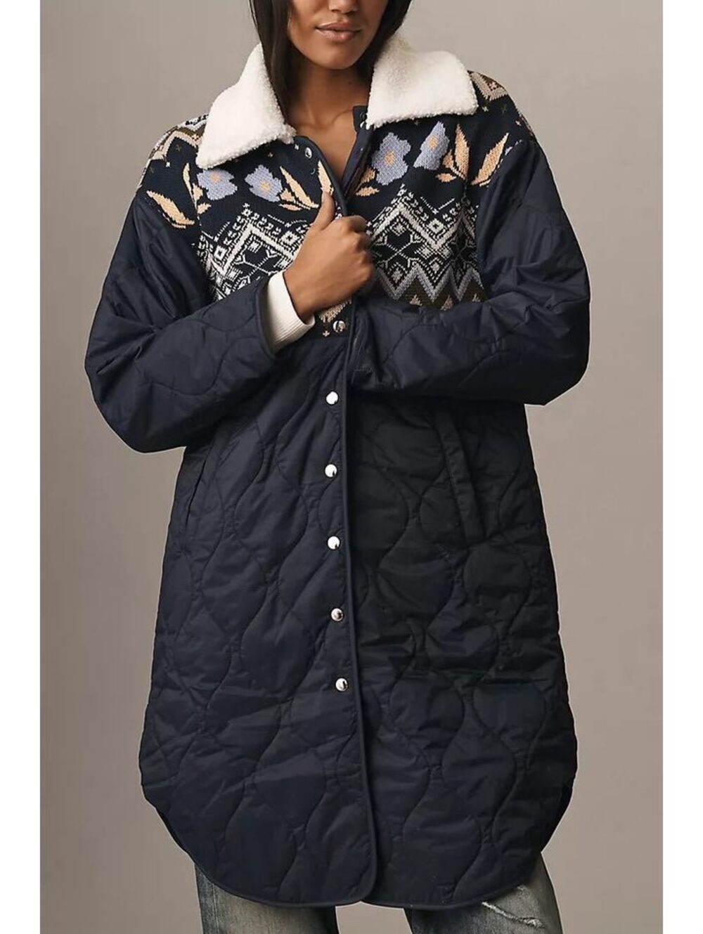 New By Anthropologie Fairisle Mix Liner Jacket Size S